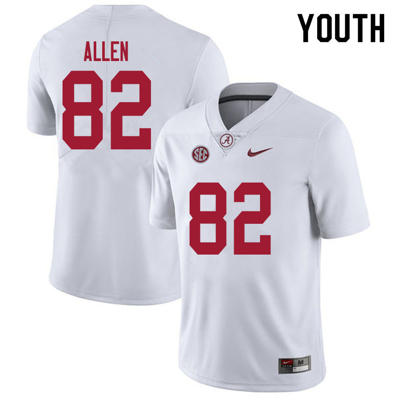 Alabama Crimson Tide Youth Chase Allen #82 White NCAA Nike Authentic Stitched 2020 College Football Jersey TC16P52HM